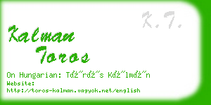 kalman toros business card